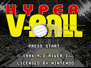 Hyper V-Ball title screen for Super Nintendo